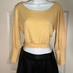 Fashion Nova ~ Long Ribbed Sleeve Crop Top